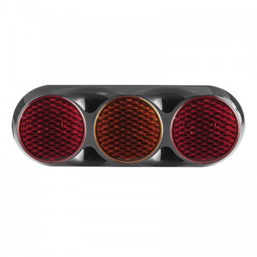 Triple Combination Rear Lamp - Coloured Lens - Black Bracket - 12/24V